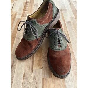 Orvis Men's Saddle Oxford Dress Shoes Lace Up Suede Brown Green Size 11 M